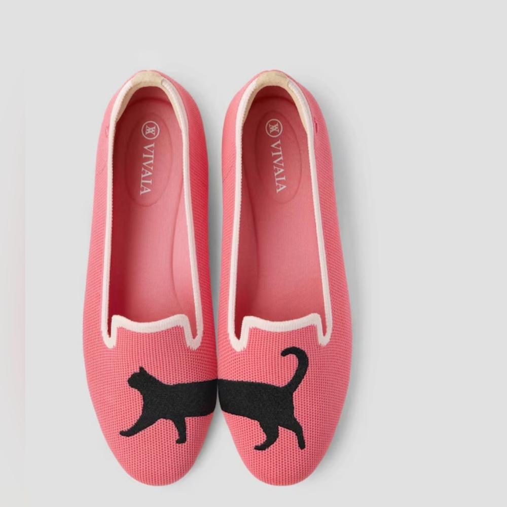 Pink Cat Knit Loafers